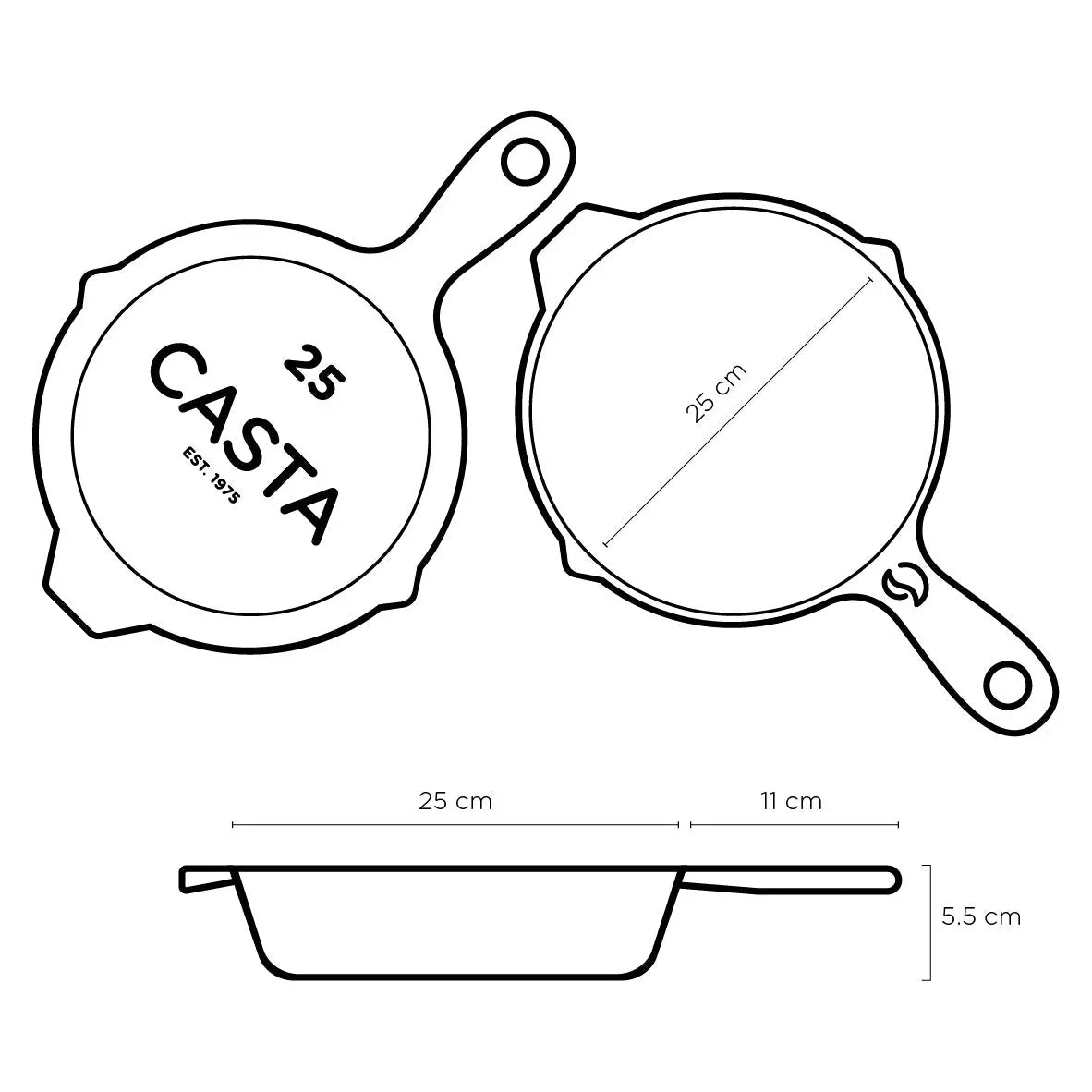 CASTA Skillet 25 cm Cast Iron - Casta